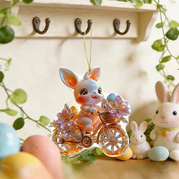 Gcvizuso Easter Ornaments for Tree,Adorable Easter Bunny Hanging Decoration, Flower Bunny Egg Hanging Sign for Tree, Home Small Tree Party Spring Decorations for Birthday Party