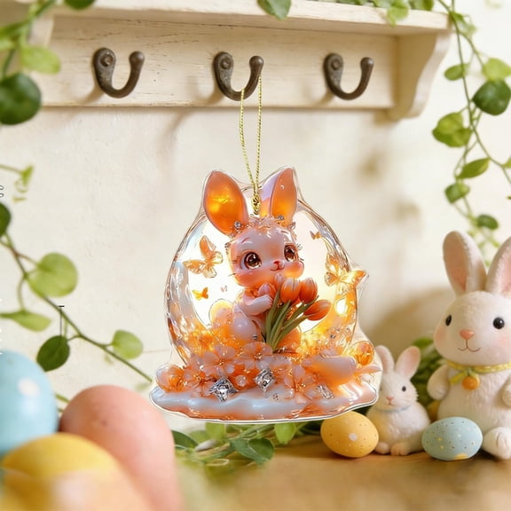 Gcvizuso Easter Ornaments for Tree,Adorable Easter Bunny Hanging Decoration, Flower Bunny Egg Hanging Sign for Tree, Home Small Tree Party Spring Decorations for Birthday Party