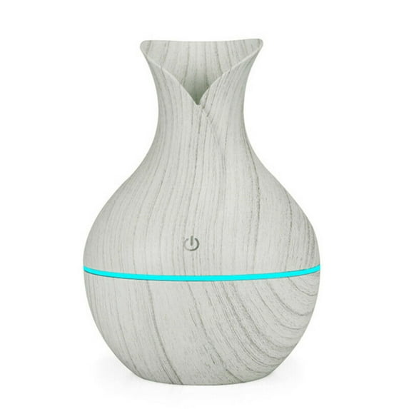 Gcvizuso Essential Oil Diffuser, Aroma Diffuser, 130ml LED Oil Diffuser Humidifier Aromatherapy Wood Grain Vase Aroma