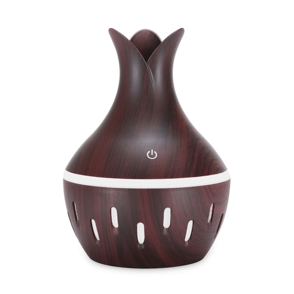 Gcvizuso Essential Oil Diffuser, Aroma Diffuser, 300ml LED Oil Diffuser Humidifier Aromatherapy Wood Grain Vase Aroma