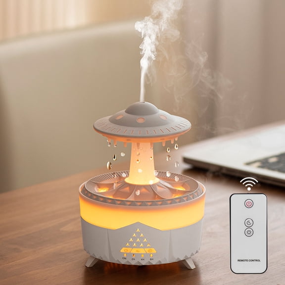 Gcvizuso Essential Oil Diffuser, Aroma Diffuser, Colorful Water Droplet Humidification Lamp, Remote On-off/Control Light, Aroma Diffuser Mood Light, Rain Sound Accompanies Sleep