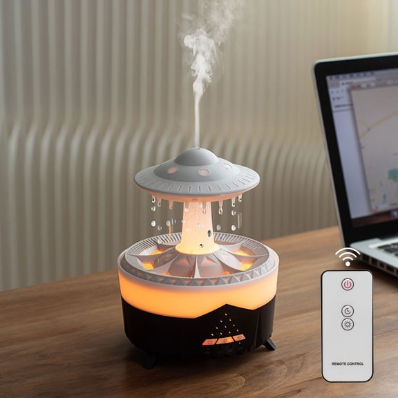 Gcvizuso Essential Oil Diffuser, Aroma Diffuser, Colorful Water Droplet Humidification Lamp, Remote On-off/Control Light, Aroma Diffuser Mood Light, Rain Sound Accompanies Sleep