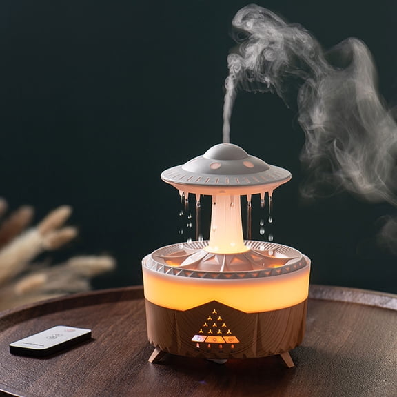 Gcvizuso Essential Oil Diffuser, Aroma Diffuser, Colorful Water Droplet Humidification Lamp, Remote On-off/Control Light, Aroma Diffuser Mood Light, Rain Sound Accompanies Sleep