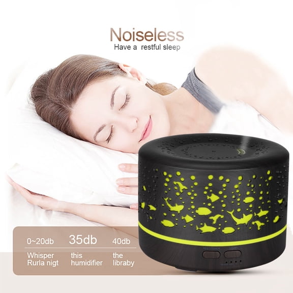 Gcvizuso Essential Oil Diffuser, Aroma Diffuser, Remote Control Large Capacity Household 500ml Wood Grain Aroma Diffuser