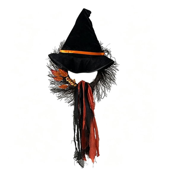 Gcvizuso Halloween Wreath, Twig Witch Front Door Wreath for Porch, Wall, Window and Mantel, Gothic Halloween Decor, 15.7 x 1.2 Inch