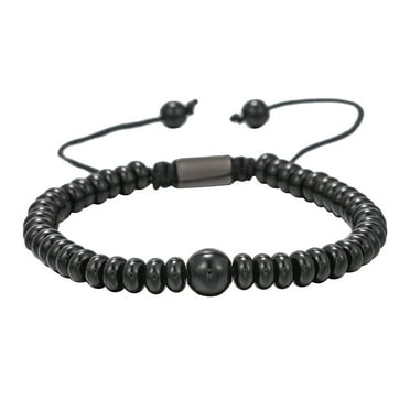 Gd350 Big Bead True Black Tourmaline Yoga Root Chakra Protection Bracelet Natural Gem Woven Beaded Bracelet