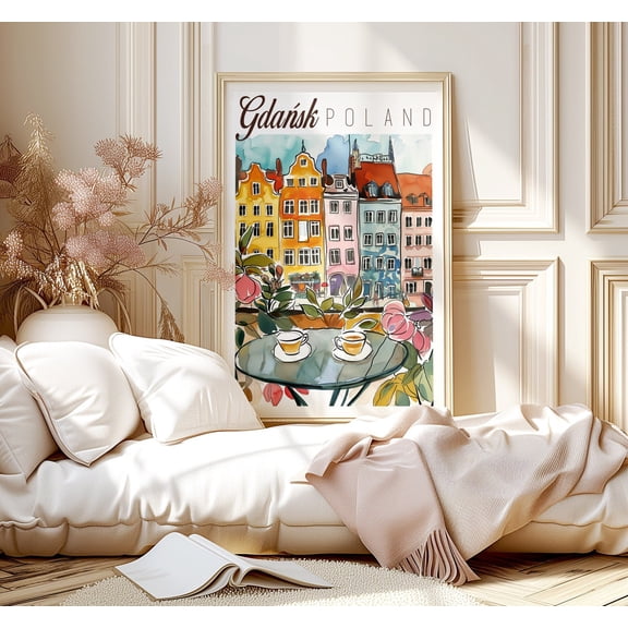 Gdańsk Poland Poster: Colorful Polish Wall Art, Unframed Poster Size 8x12