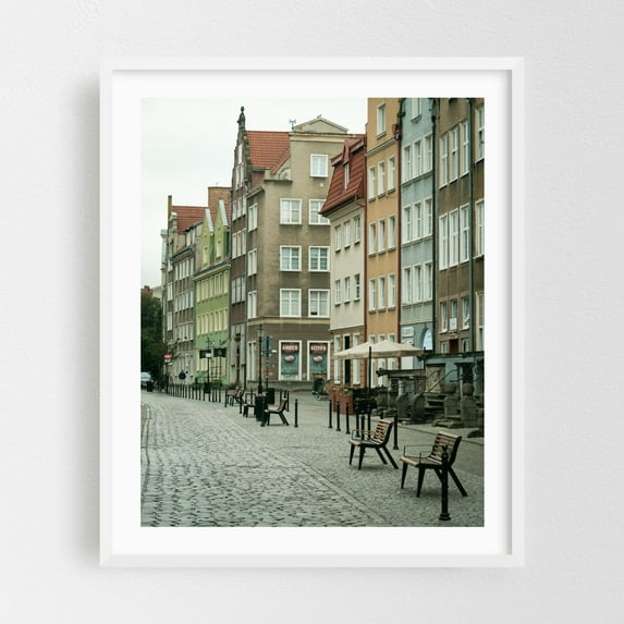 Gdańsk Streets 06 - Gdańsk Pomorskie Poland Photography Architecture Street Photography City Vintage Travel Poster Scenic White Framed Wall Art Print 11 x 14 inches