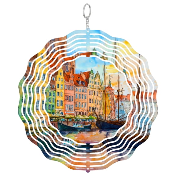 Gdansk Poland Crane 3D Wind Spinner Kinetic Outdoor Decor