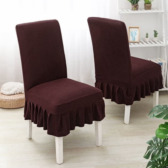GalaGarb Universal Elastic Chair Cover with Decorative Pleated Skirt, Ecological Dye Stain Resistant Dining Chair Protective Cover 1/2/4/45 Pieces Optional