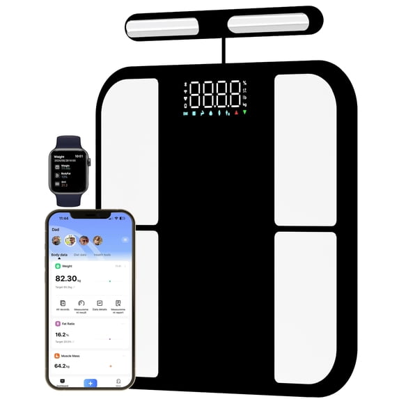 Gdncbm Scale for Body Weight - 8 Electrodes High Precision Digital Scale for BMI - 56 Body Composition Metrics - Bluetooth Bathroom Scale with LED for Home/Fitness