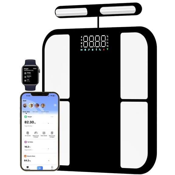 Gdncbm Scale for Body Weight - 8 Electrodes High Precision Digital Scale for BMI - 56 Body Composition Metrics - Bluetooth Bathroom Scale with LED for Home/Fitness