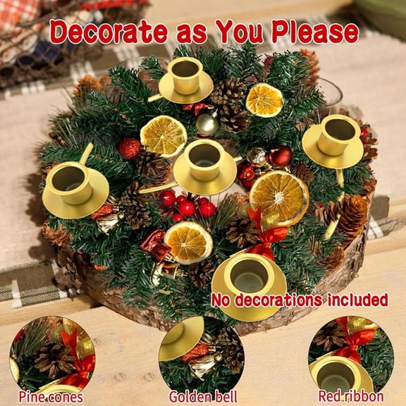 Gdvsclr 4 Pack Christmas Advent Wreath Candle Holder, Advent Wreath Ring Table Decoration for Christmas Holiday Home Decor