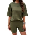thumbnail image 1 of Gdvsclr Women 2 Piece Crochet Outfits Summer Knit Lounge Sets Short Sleeve Tops and Shorts Beach Set  Green XL, 1 of 5