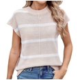 thumbnail image 1 of Gdvsclr Women Cap Sleeve Tank Tops Striped Crew Neck Casual Loose Fit Spring Summer Pullover Knit Sweater Vest  White M, 1 of 7