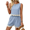 thumbnail image 1 of Gdvsclr Womens 2 Piece Vacation Outfits Lounge Sets Casual Cropped Tank Tops Shorts Matching Set  Blue XL, 1 of 4