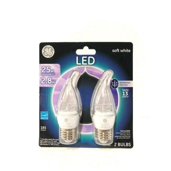 Ge 39696 Decorative Led Light Bulb Soft White 25W = 2.8W Dimmable