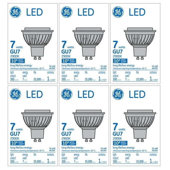 Ge 42341 Led GU7 Bulb 12Volts AC/DC 7 watts 2900K 300 Lumens (pack of 6)