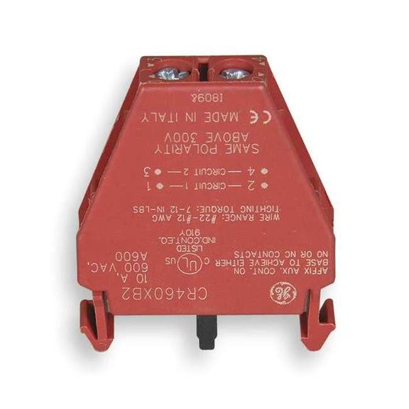Ge Lighting Contactor Aux Contact Block,2P CR460XB2