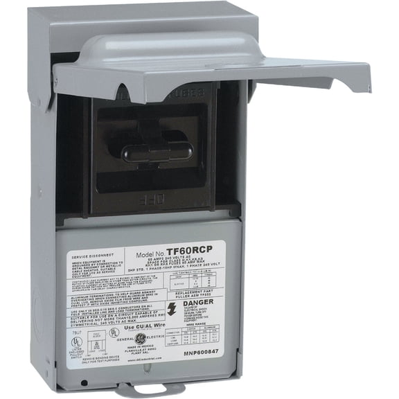 GE Industrial Fusible Disconnect Switch - 60 Amps - Multicolor Indoor & Outdoor Use, NEC-Compliant