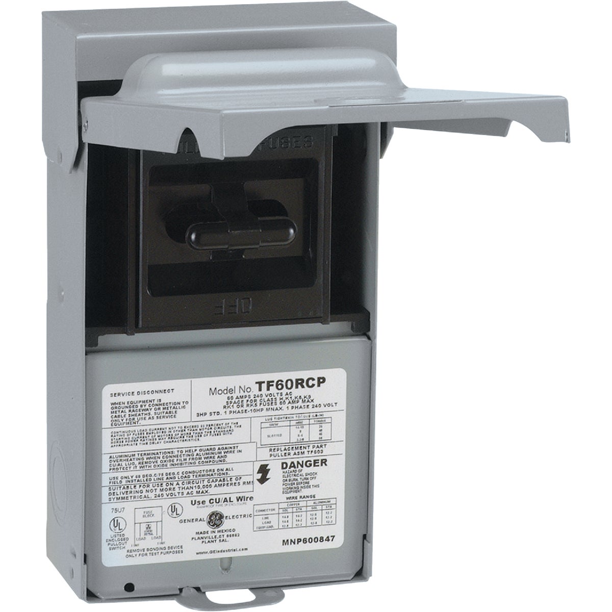 GE Industrial Fused Air Conditioner Disconnect U065F1P - 60A 240V AC