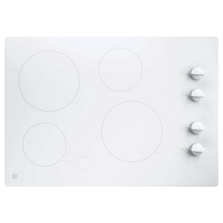 GE - 30" Built-In Electric Cooktop - White on white