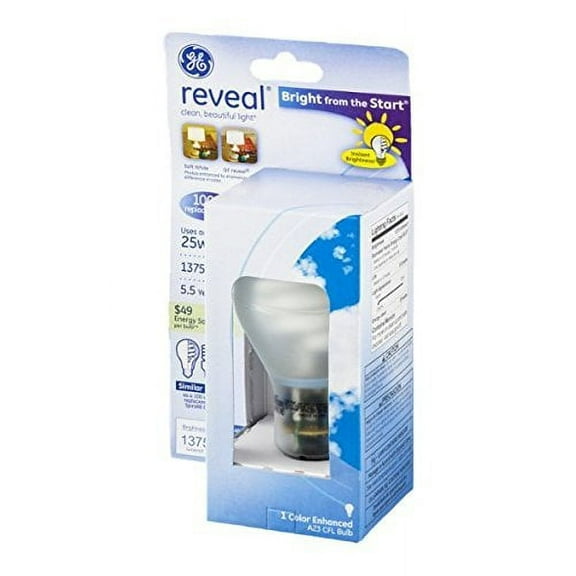 Ge Lighting 95143 A-23 Reveal Hybrid CFL Bulb, 25 Watts