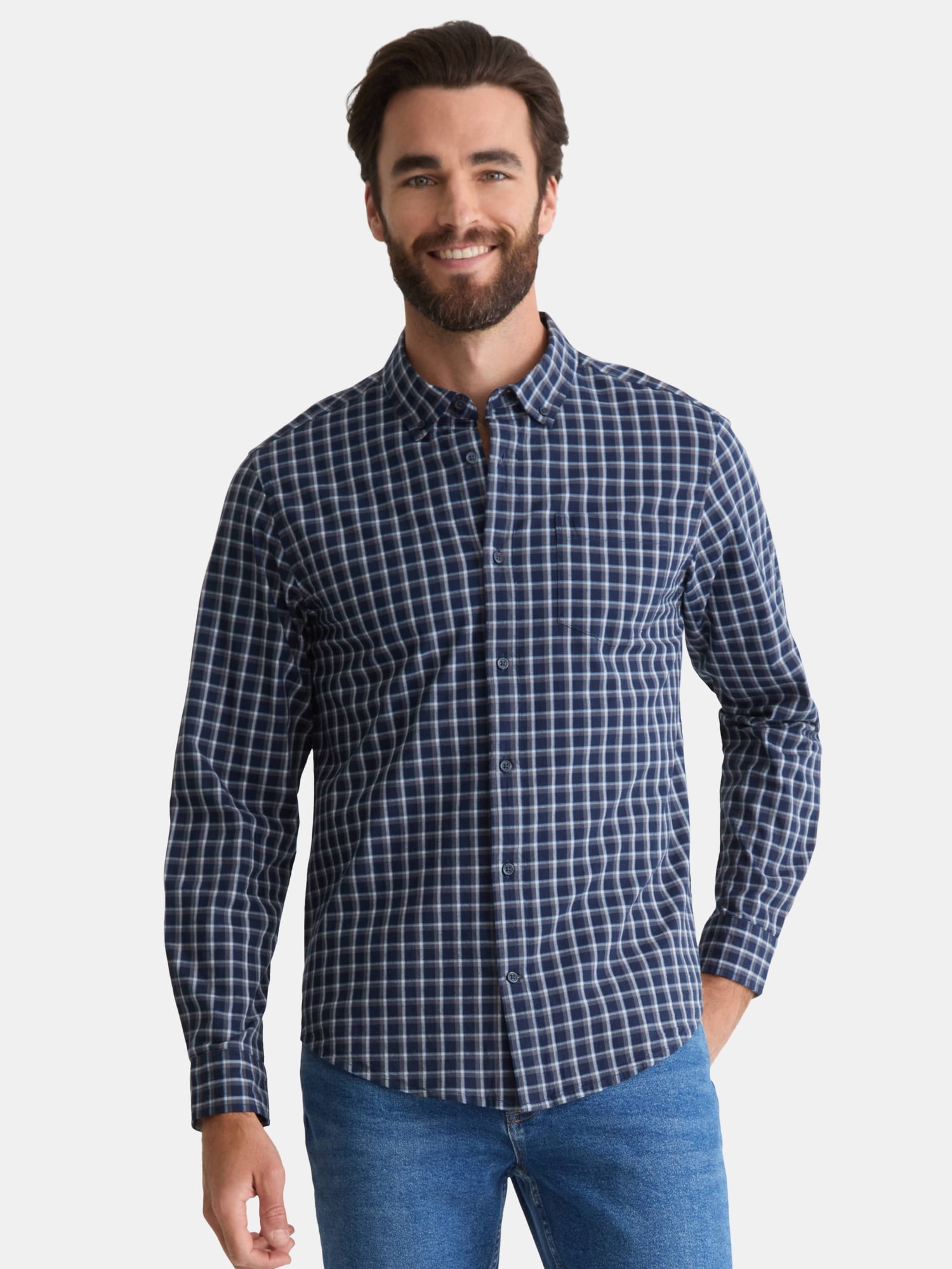 George Men's Poplin Shirt with Long Sleeves, Sizes S-3XL, LT-4XLT, 2XB-6XB