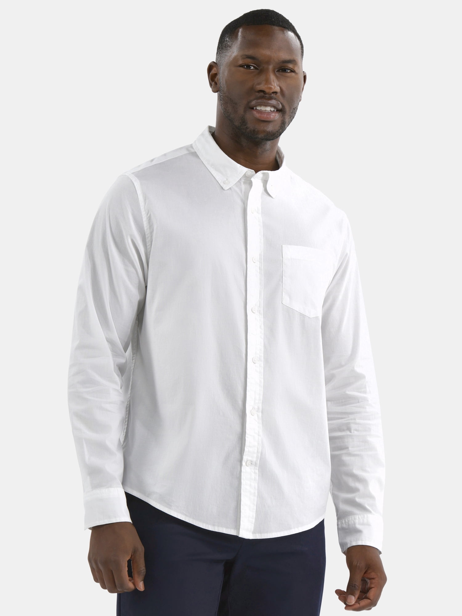 George Men's & Big Men's Classic Fit Poplin Shirt with Long Sleeves, Sizes S-3XL
