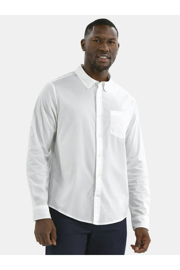 Men's Poplin Shirt with Long Sleeves, Sizes S-3XL