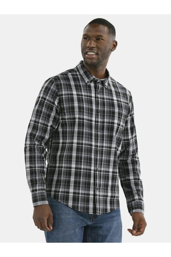 Men's Poplin Shirt with Long Sleeves, Sizes S-3XL