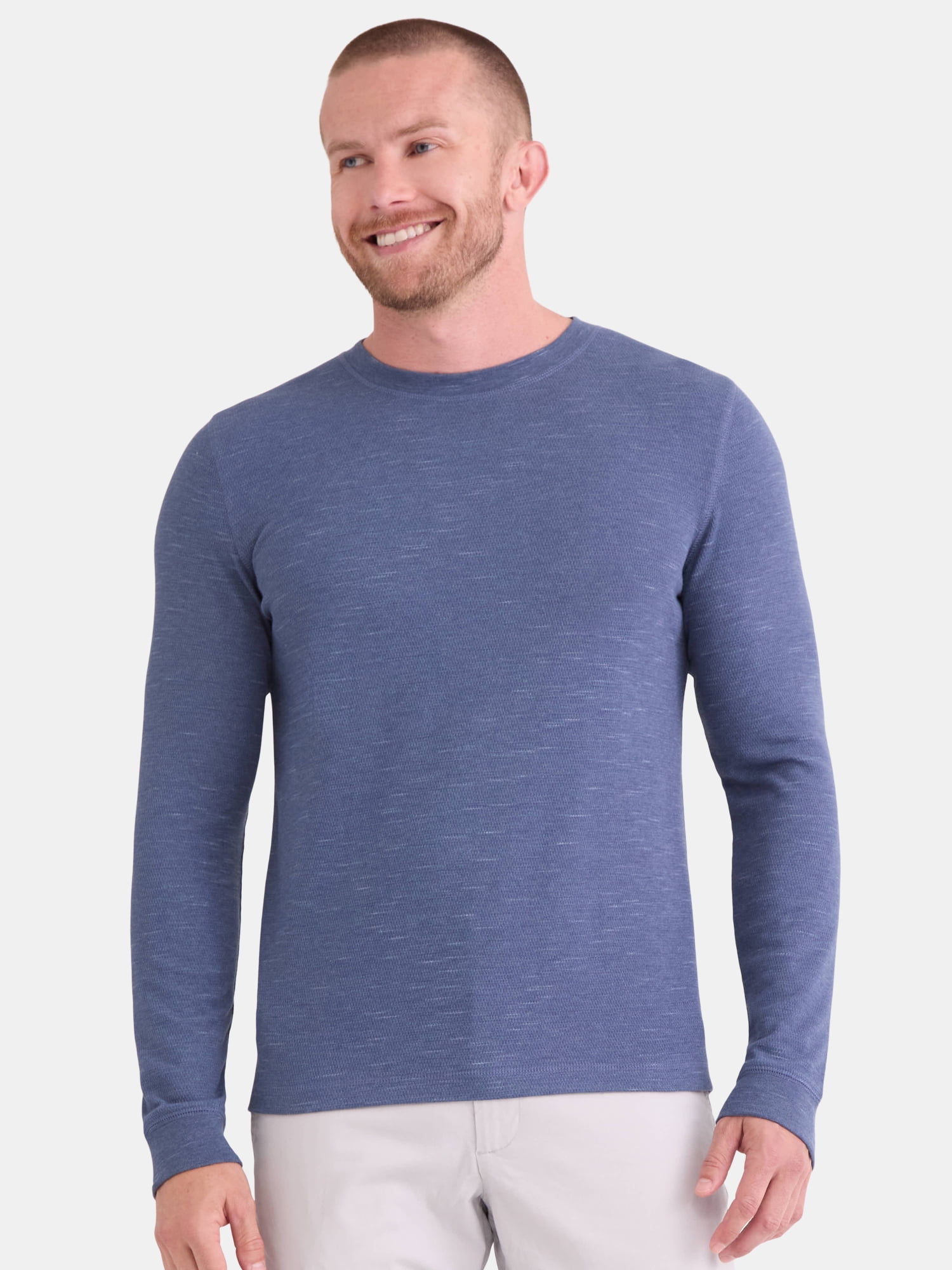 George Men's and Big Men's Slub Texture Thermal Shirt with Long Sleeves, Sizes XS-3XL