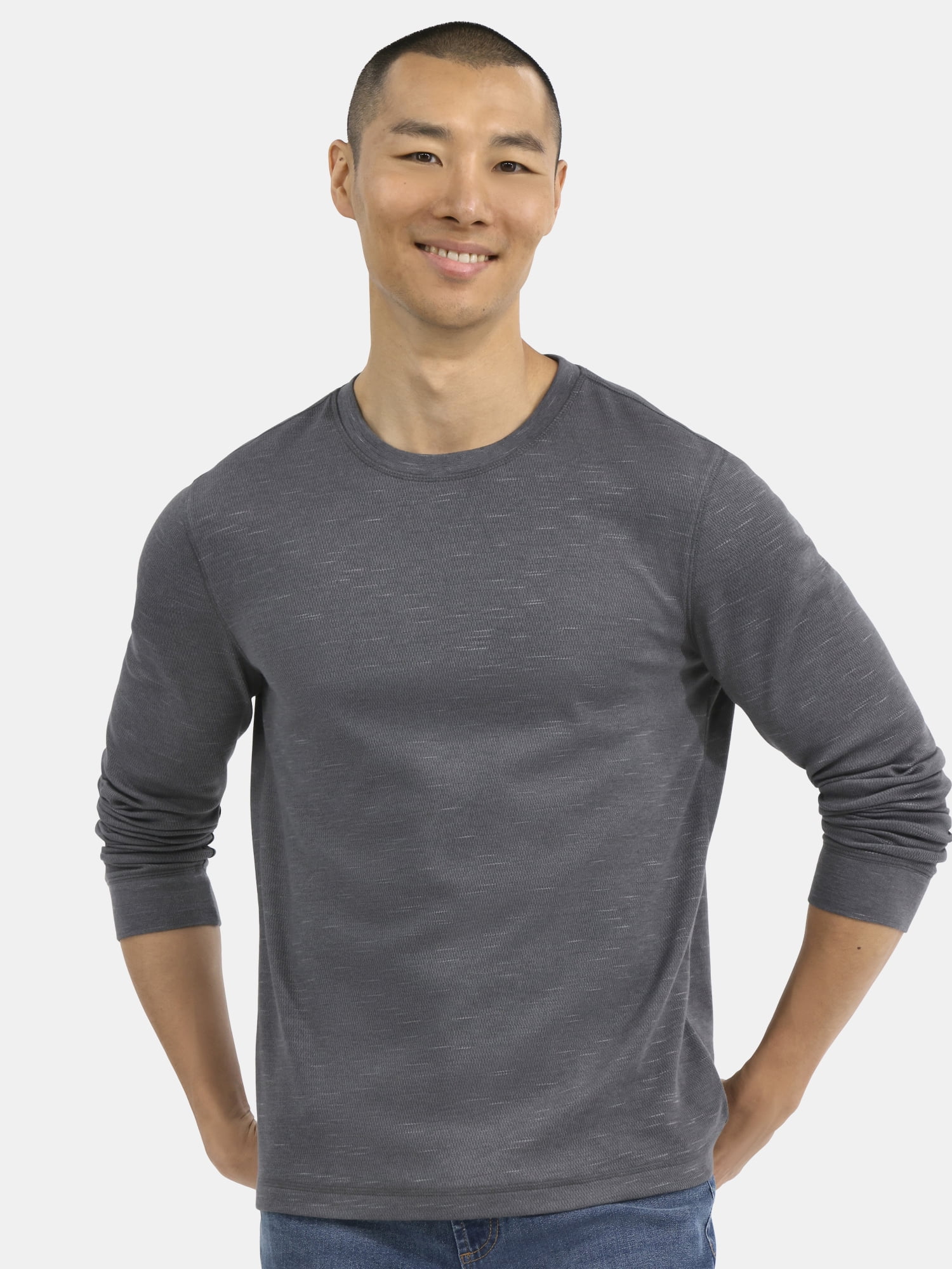 George Men's and Big Men's Slub Texture Thermal Shirt with Long Sleeves, Sizes XS-3XL