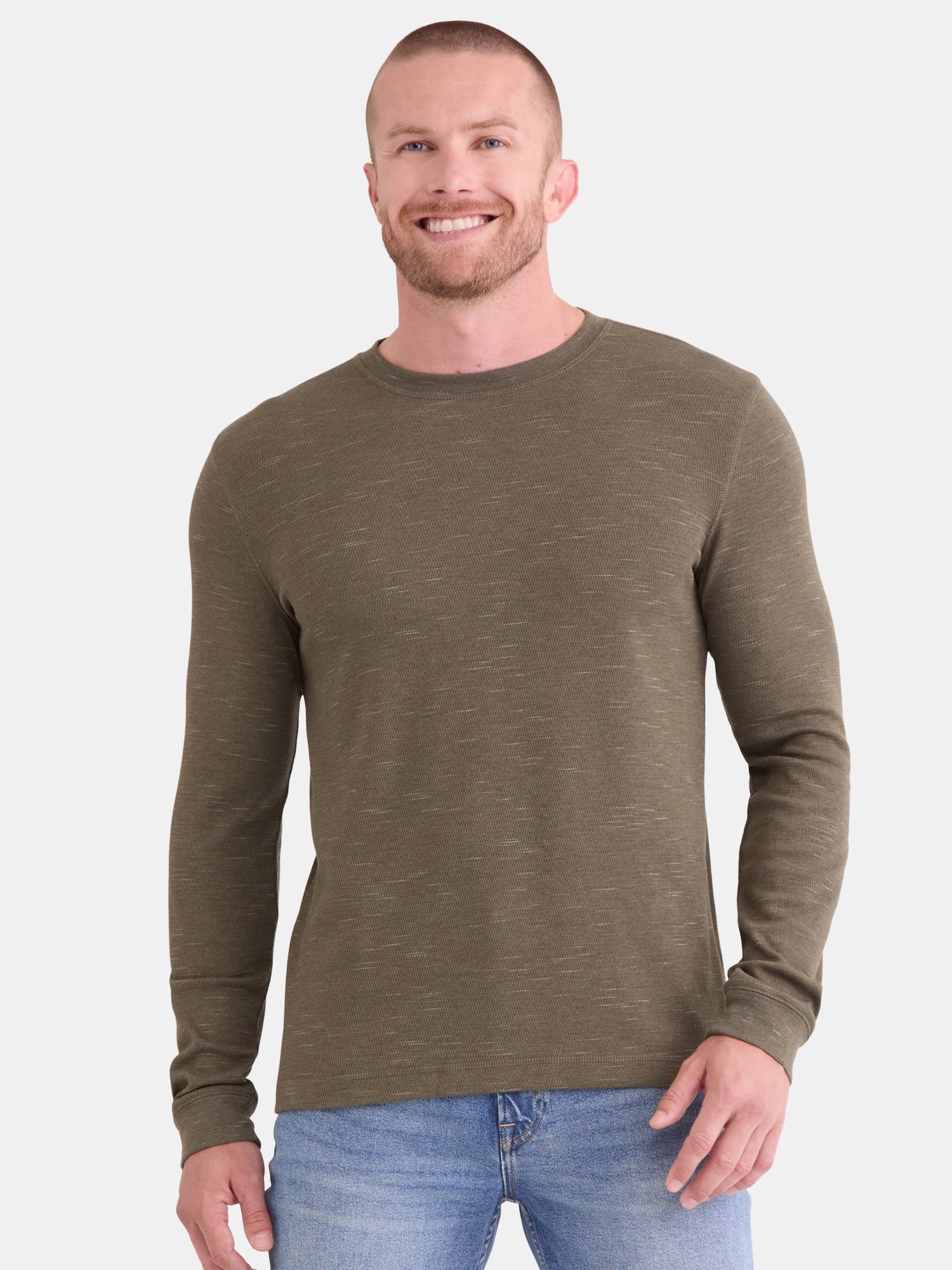 George Men's and Big Men's Slub Texture Thermal Shirt with Long Sleeves, Sizes XS-3XL