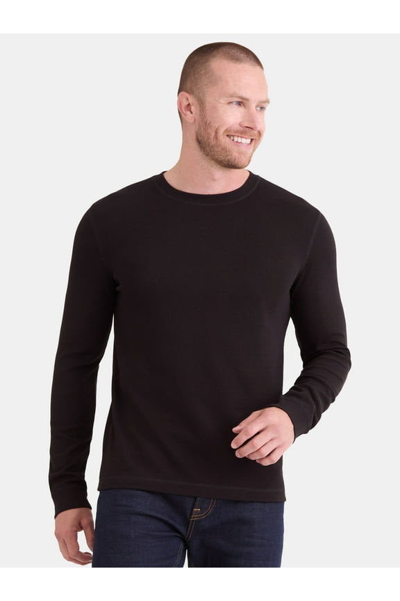 Men's and Big Men's Slub Texture Thermal Shirt with Long Sleeves, Sizes XS-3XL