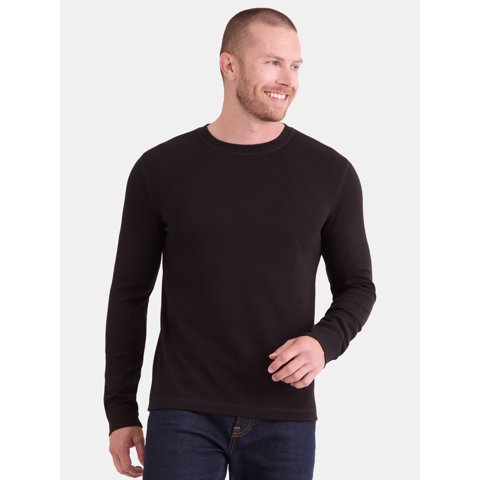 Men's and Big Men's Slub Texture Thermal Shirt with Long Sleeves, Sizes XS-3XL