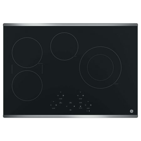 GE - 30" Built-In Electric Cooktop - Stainless steel on black