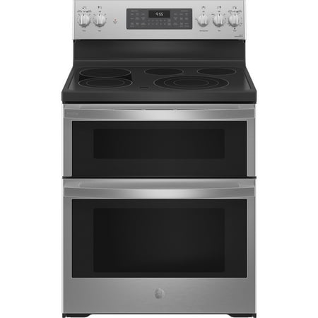 GE Profile - 6.6 Cu. Ft. Freestanding Double Oven Electric True Convection Range with No Preheat Air Fry and Wi-Fi - Stainless Steel