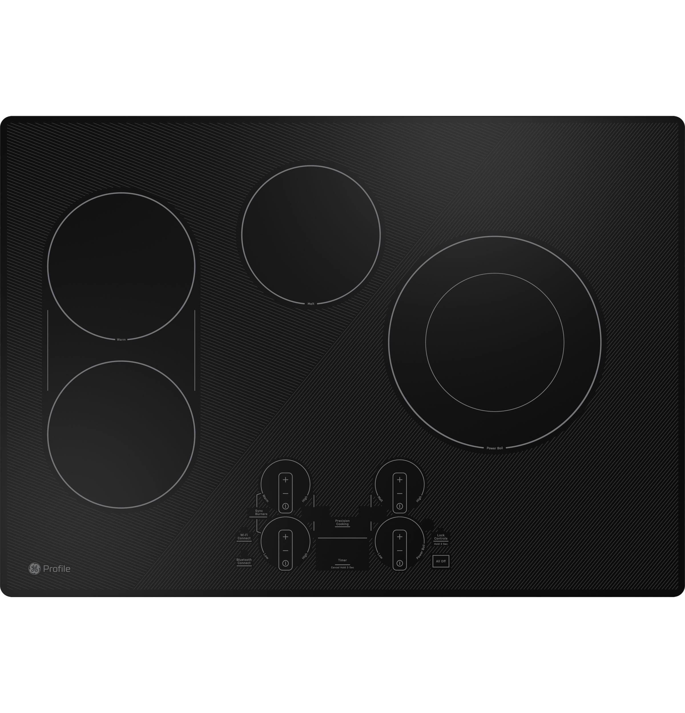 30 Inch Electric Smart Cooktop with 4 Elements, Smooth Glass Surface, SyncBurners, Dual Ring Elements, Wi-Fi, Guided Cooking, Touch Controls, Power Boil
