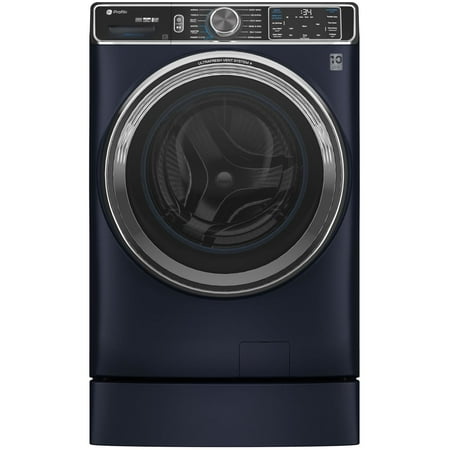 GE Profile - 5.3 Cu. Ft. High-Efficiency Stackable Smart Front Load Washer with Steam and UltraFresh Vent System+ With OdorBlock - Sapphire Blue