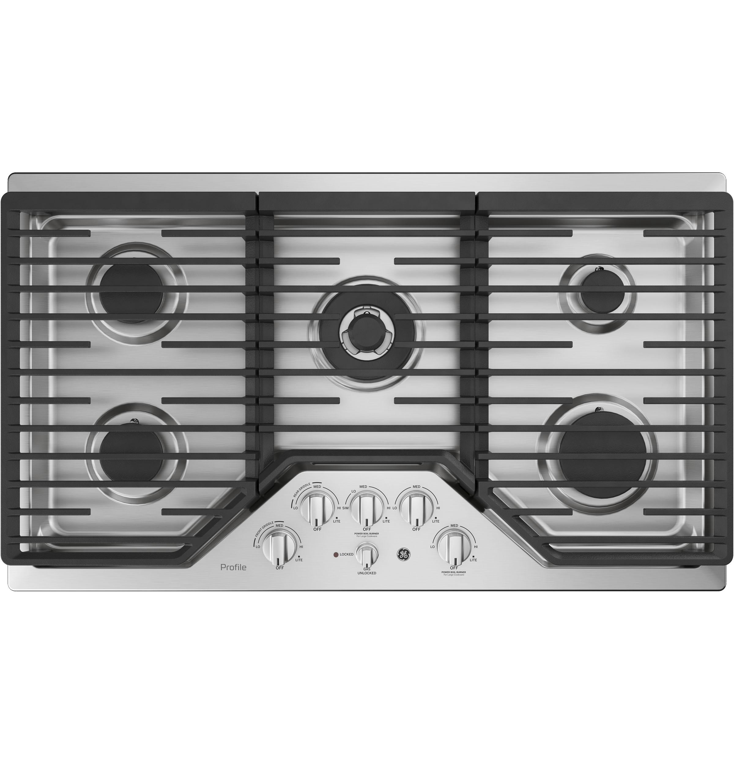 Ge Profile Pgp9036sl Profile 36" Wide 5 Burner Gas Cooktop - Stainless Steel