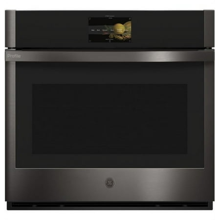 GE Profile - 30" Smart Built-In Single Electric Convection Wall Oven with Air Fry & In-Oven Camera - Black stainless steel