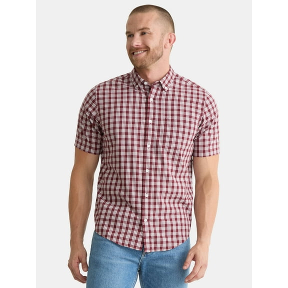 George Men's & Big Men's Button-Up Poplin Shirt with Short Sleeves, Sizes S-3XL