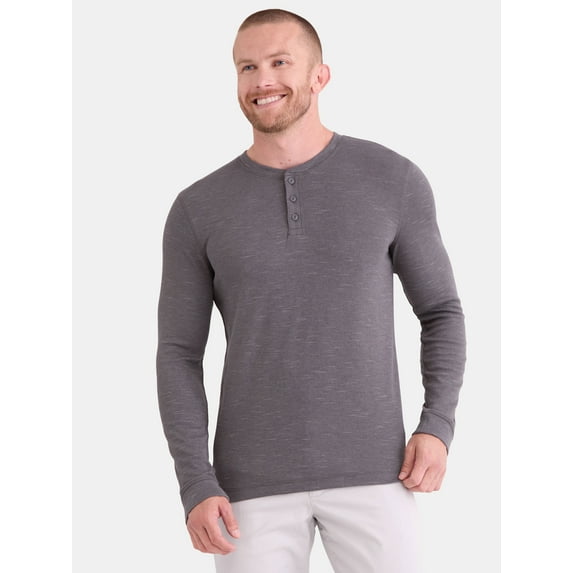 George Men's and Big Men's Slub Thermal Henley Shirt, Sizes XS-3XL