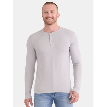 George Men's and Big Men's Slub Thermal Henley Shirt, Sizes XS-3XL