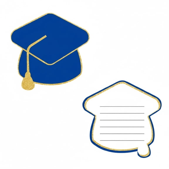 GeBuSn 10PCS Graduation Cap Shaped Card,Graduation Gift Card BookFor Handwritten Party Invitation Cards (Blue)