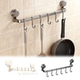 thumbnail image 1 of GeBuSn 13.78inch Wall Hooks Rack Kitchen Rail Space Saving Utensil Holder No Drilling Wall Mounted Hanger With 10 Hooks For Kitchen Bathroom Bedroom (Grey), 1 of 8