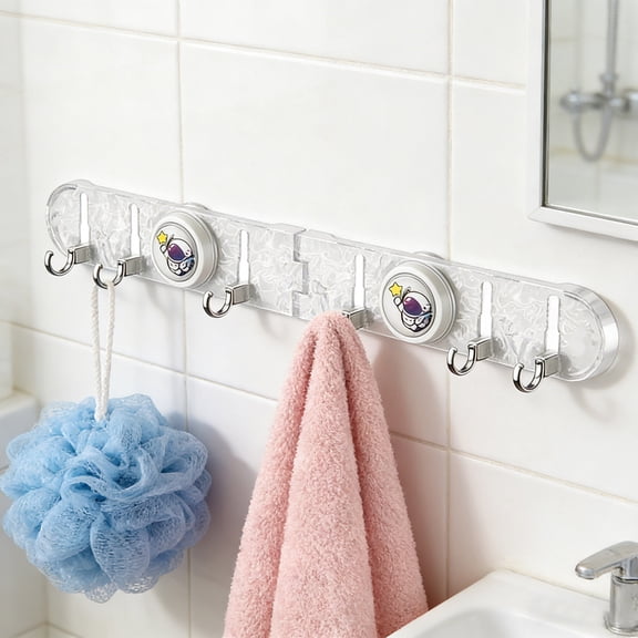 GeBuSn 1PC Foldable Suction Corner Hook Rack No Drill Wall Organizer For Bathroom Shower Kitchen Bathroom Foldable Suction Corner Hook Rack (White)