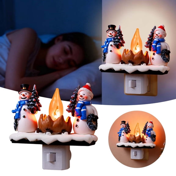 GeBuSn 1pc Snowman Night Light For Kids And Adults Soft Glow LED Lamp For Bedroom Nursery Warm White Dimmable Plug In Cute Figure Holiday Themed Ambient