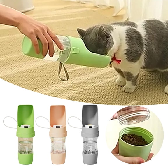 GeBuSn 2 In 1 Foldable Dog Water Bowl And Food Container Leak Proof Portable Pet Travel Bowl With 16 Oz And 7 Oz Storage Space Suitable For Travel Camping And Dog Walking (C)